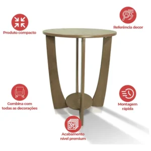 Mesa De Canto Sala Canadá Castanho Com Base Clássica Curva - Imagem 9