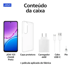 Smartphone Jovi Y21 256GB 8GB RAM (4+4GB RAM expansível) Câmera 50mp Bateria 6500mah - Preto - Imagem 10