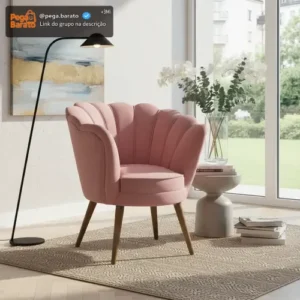 Poltrona Pétala Luxo Veludo Pé Palito - Imagem 1