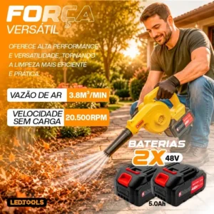 Soprador De Folhas Sem Fio Bateria Elétrico Com Saco Coleto - Imagem 4