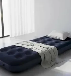 Colchão Inflável Solteiro Multiuso Aveludado O2Flow Azul - Imagem 6