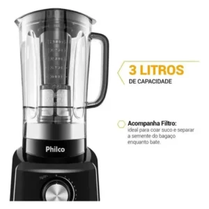 Liquidificador Philco 1200W 3L 12 Velocidades Preto PH900 - Imagem 4