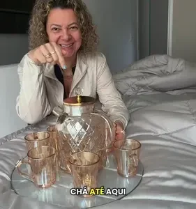 Conjunto De Chá Vidro Âmbar 5 Peças Bule 1,8l Com 4 Xícaras - Imagem 2
