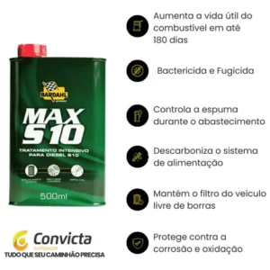 Aditivo Diesel Max S10 Bactericida Descarbonizante 500ml - Imagem 4