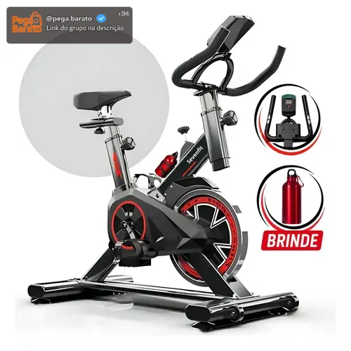 Bicicleta Ergométrica Bike Spinning 6kg Sensação inércia Fitness Preto e Vermelho Sevenfit Para Cardio E Musculação