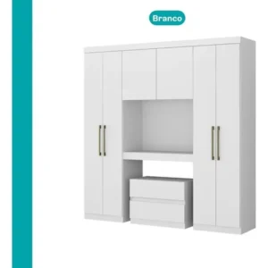 Guarda Roupa Casal 6 Portas 2 Gavetas Porto Branco Móveis Carraro - Imagem 13