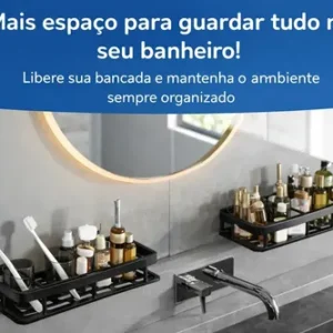 Kit 2 Suporte Porta Shampoo Sabonete Prateleira Banheiro Adesivo Parede Sem Furar Box Porta Sabonete Luxo Cor Preto Hytalux - Imagem 10