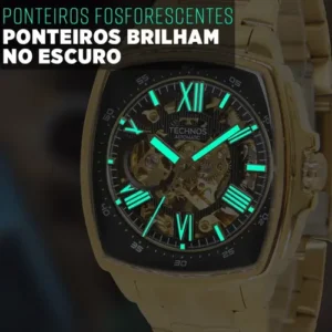 Relógio Technos Automático Masculino Dourado G3265ai1p Dourado Preto - Imagem 11