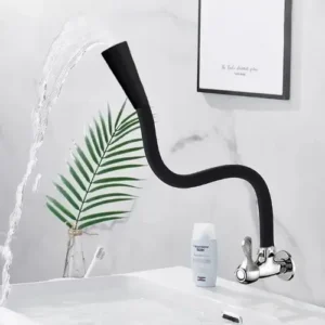 Torneira De Pia Gourmet Flexível De Parede Jato Com Aerador Para Cozinha Cor Preto - Imagem 3