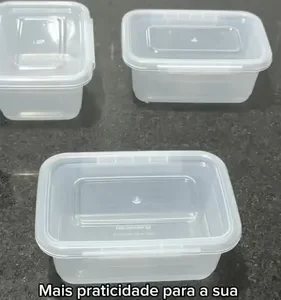 Kit 10 Potes 750ml com Tampa Trava Plástico Transparente para Mantimentos e Alimentos Marmita Organizador de Cozinha Geladeira e Freezer Jogo de Potes para Organização Ponte Lar Utilidades - Imagem 2