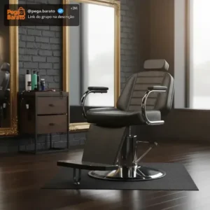 Poltrona Cadeira Reclinável Hidráulica para Barbearia E Barbeiro Cor Preto Croco H&M Móveis para Cabeleireiro - Imagem 1