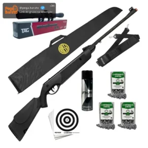 Carabina Dione Sport Mh 5.5 Mola Rossi Luneta + 300 Chumbos Preto 5.5 Mm - Imagem 1
