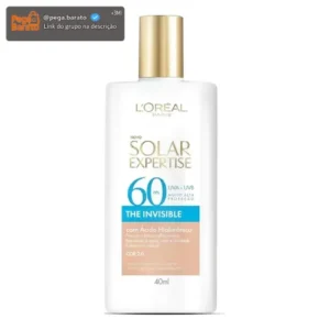 Protetor Solar Facial FPS 60, Textura Aquosa Ultraleve, Proteção Avançada Anti-Idade, Cor 2.0, Expertise The Invisible L’Oréal Paris Solar 40g - Imagem 1