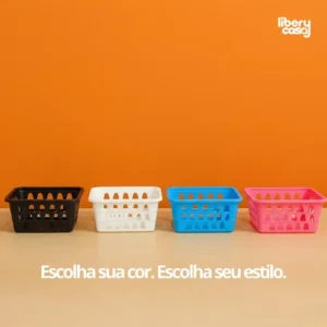 Kit 10 Cestos Organizador De Plástico Rosa Multiuso Gaveta - Imagem 2