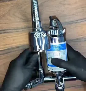 Torneira com Filtro para Cozinha Bica Flexível Móvel Em Abs Carbon Block Purificador De Agua Com Refil Instalado Registro 1/4 de Volta Gourmet Parede Luxo Chuveirinho 2 Modos de Jatos - Imagem 16