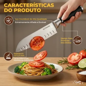 Conjunto De Facas Profissional Cozinha Premium Inox 5 Peças - Imagem 3