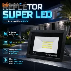 Kit 5 Refletores LED 100W IP67 à Prova D'Água 6500K Branco Frio Bivolt - Imagem 1