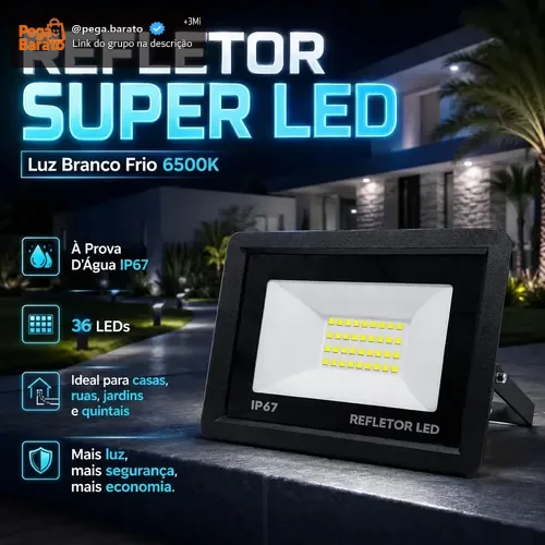 Kit 5 Refletores LED 100W IP67 à Prova D'Água 6500K Branco Frio Bivolt