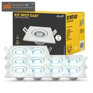 Kit 10 Spot Led Easy 7w 6500k Bivolt Embutir Quadrado Alut - Imagem 1