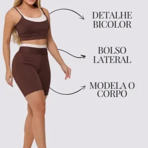 Conjunto Fitness 3 Pçs Top + Bermuda C/ Bolso Blusa Dry Fit - Imagem 8