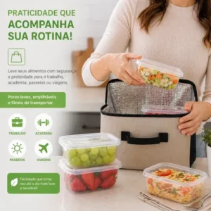 Kit 10 Potes Marmita Fitness 300ml Bpa Free Microondas - Imagem 4