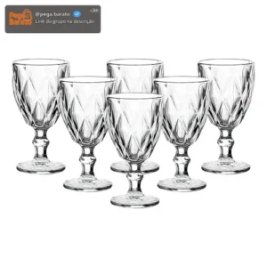 Jogo De Taças De Vidro Diamante Com 6 Peças De 340 Ml Linha Premium - Imagem 1