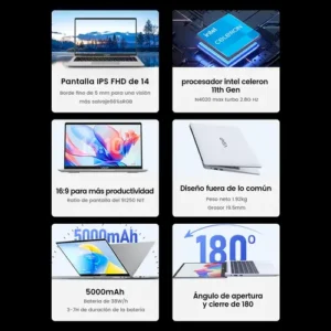 Notebook Intel Celeron, 8 GB de RAM, 256 Gb, SSD, Windows 11, 14 polegadas, prata - Imagem 2