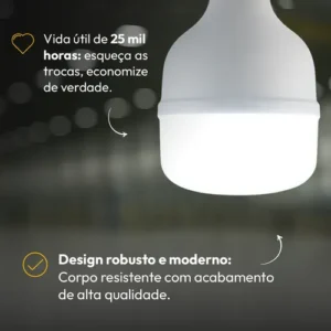 Kit 10 Lampadas Led Bulbo Hp 50w 6500k E27 110v/220v Alut - Imagem 7