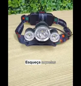 Lanterna De Cabeça Led Recarregável Farol Bike 3 Leds Zoom 300m Alta Potência Pesca Trilha Camping - Imagem 2