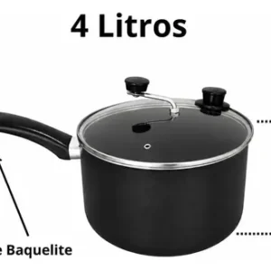 Panela de Pipoca Profissional RL 4L Antiaderente Tampa de Vidro Preto - Imagem 8