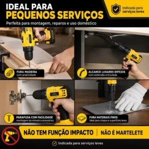 Parafusadeira Furadeira 48v Profissional 2 Baterias Sem Fio - Imagem 8