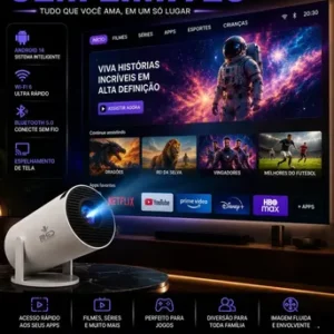 Projetor Smart Portátil Full Hd 4k Android 11 Wi-fi Bluetooth Mini Projetor Home Theater Cinema Em Casa Imagem Nítida Som Potente Compatível Com Diversos Dispositivos Branco 127/220 - Imagem 6