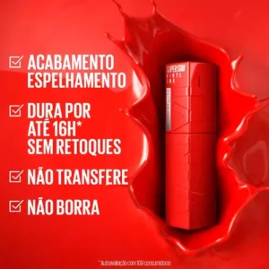 Batom Líquido, Longa Duração, Acabamento Vinil Espelhado e Efeito Gloss, Brilho Instantâneo, Conforto para os Lábios, Fórmula Vegana, Cor Cheeky, SuperStay Vinyl Ink Maybelline NY 4,2ml - Imagem 5
