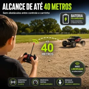 Carrinho Controle Remoto Jipe Carro Grande Off Road Com Bateria Recarregável Amortecedores Big Foot Estilo 4x4 Atacarejo Kids - Imagem 6