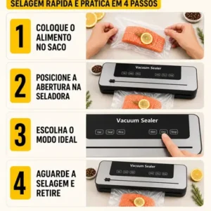Seladora A Vácuo 120w Painel Digital Bivolt + 10 Sacos - Imagem 4