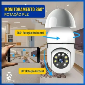 Câmera de Segurança IP Wi-Fi Lâmpada E27 HW 360° Full HD com Visão Noturna e Áudio - HW - Imagem 10