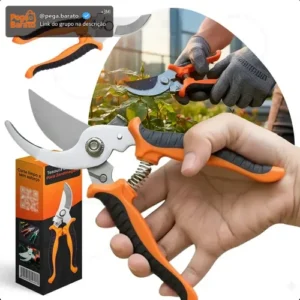 Alicate Tesoura Poda Profissional Aço Inox Corte Galhos Duros Jardim Frutíferas Cabo Confortável Ergonômico Resistente - Marca: Smart Tools® - Imagem 1