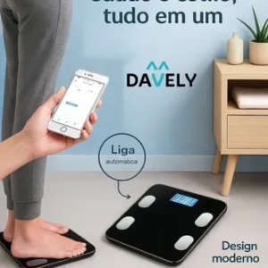Balança Digital Bioimpedância Bluetooth Corporal Aparelho Alta Capacidade Balança De Banheiro Academia App Para Android E Para Ios Cor Preto Marca Davely - Imagem 5