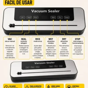 Seladora A Vácuo 120w Painel Digital Bivolt + 10 Sacos - Imagem 7
