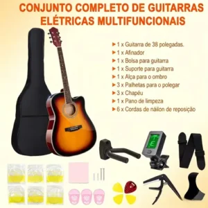 Kit 38in Violão Acústico Clássico Iniciante Afinador+estojo - Imagem 5