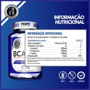 Kit Anabolic Mass C/ Whey 28500 + Bcaa 1g Profit Aminoácidos - Imagem 4