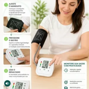 Aparelho Medidor de pressão digital doméstico para uso residencial Pressão Arterial Braço Bracadeira Pulso Manguito - Aparelho Medir pressao aferidor Ajustável P/ Adultos ou Crianças - Marca Bahrein - Imagem 5