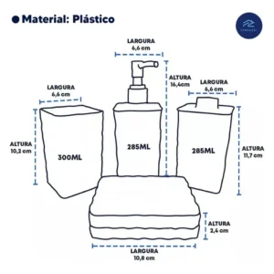 Kit De Banheiro Luxo 4 Utensilios De Lavabo Plasutil Casa - Imagem 10