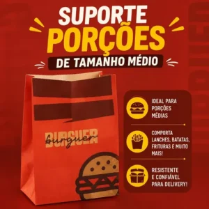 Saco Kraft Delivery 32x22x12cm 50 Un Hamburguer Lanche - Imagem 5