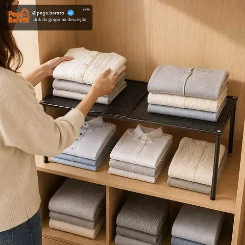Organizador De Armário Extensível 37 A 62cm Preto