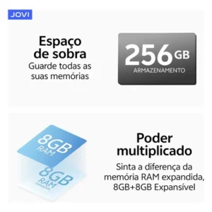Smartphone Jovi Y31 256gb 8+8gb Ram Câmera 50mp Bateria 7200mah - Branco Lírio - Imagem 9
