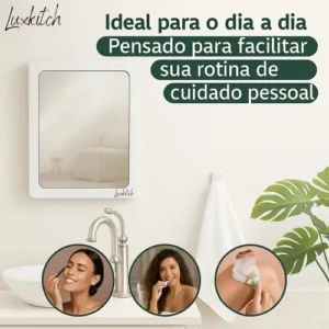 Armário Parede Banheiro Com Espelho Armarinho Compartimento Luxkitch - Imagem 3