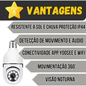 Câmera Lâmpada De Segurança Wifi Ip App Yoosee Visão Noturna Câmera Lâmpada De Segurança Wifi - Imagem 2