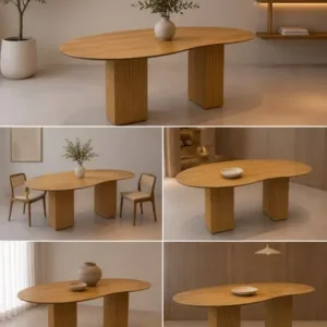 Mesa De Jantar 6 Lugares 180 X 90 Orgânica Base Ripada - Imagem 5