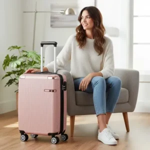 Mala de Viagem de Bordo ABS Sweet Studio com Rodas Duplas 360° para Cabine – Rosa - Imagem 2